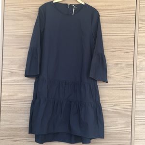 Cos Navy Dress - A-Line Dress with Gathered Seams